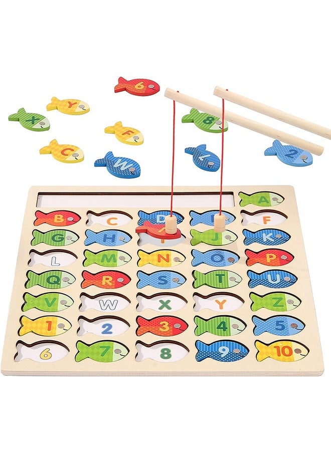 joyzzz Wooden Magnetic Fishing Game, Montessori Fine Motor Skills Toy with Letters and Numbers, Preschool Learning ABC and Educational Toy, Gift for 3 4 5 Years Old Kids.  - Image 1