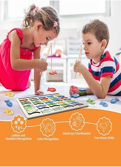 joyzzz Wooden Magnetic Fishing Game, Montessori Fine Motor Skills Toy with Letters and Numbers, Preschool Learning ABC and Educational Toy, Gift for 3 4 5 Years Old Kids.  - Image 4