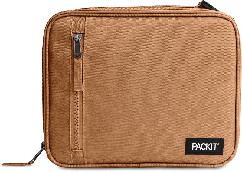 Pac-Kit ® Freezable Classic Lunch Box, Almond, Built with EcoFreeze® Technology, Collapsible, Reusable, Zip Closure With Zip Front Pocket and Buckle Handle, Designed for Fresh Lunch On the Go - Image 1