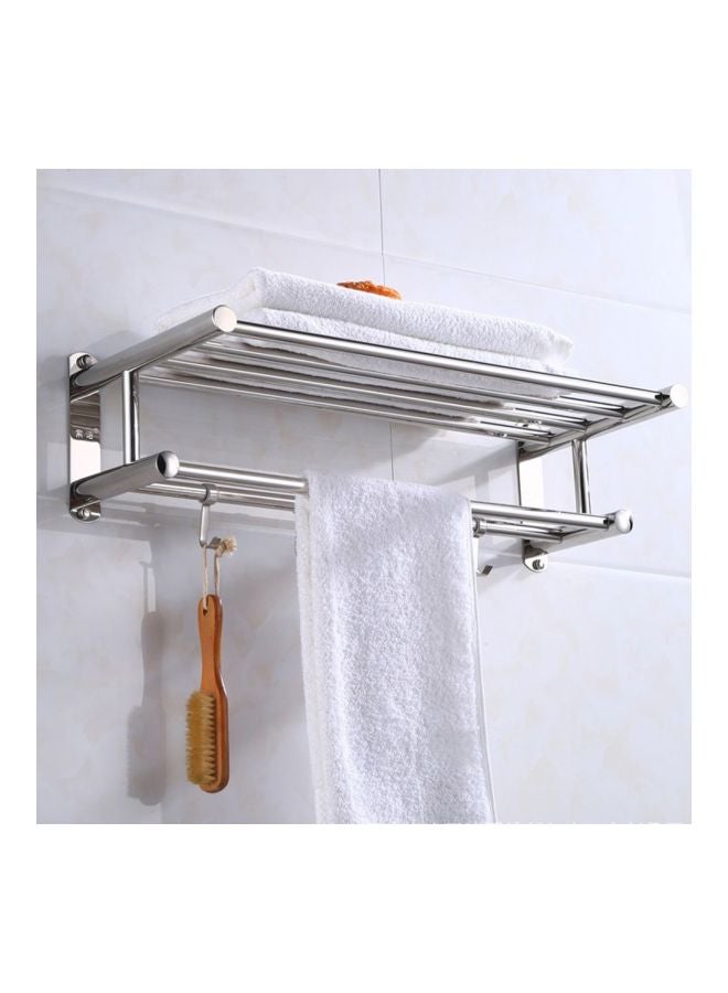 Stainless Steel Wall-Mounted Towel Rack Silver 40x22x16centimeter - Image 4