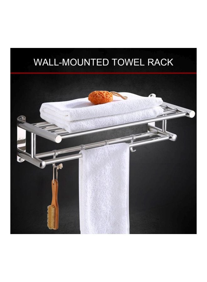 Stainless Steel Wall-Mounted Towel Rack Silver 40x22x16centimeter - Image 2