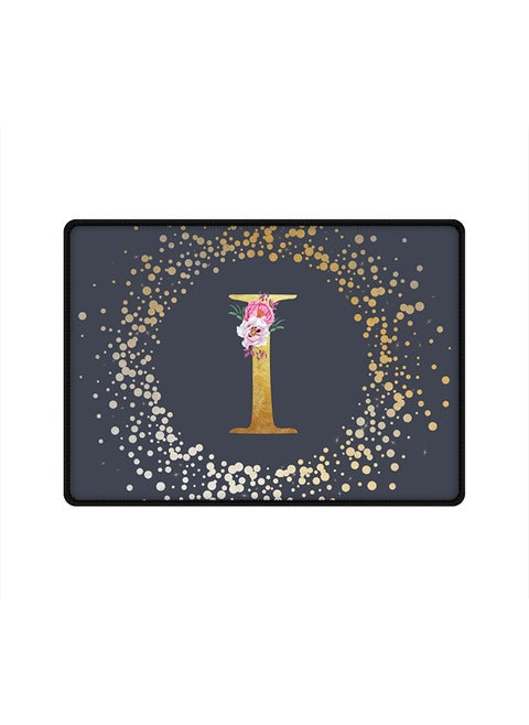 Designer Gaming Mouse Pad  Anti-Skid Mousepad Large Keyboard Mouse Pad Desk Mat Custom Monogram Initial Letter Floral Pattern Alphabet - I  (Grey)
