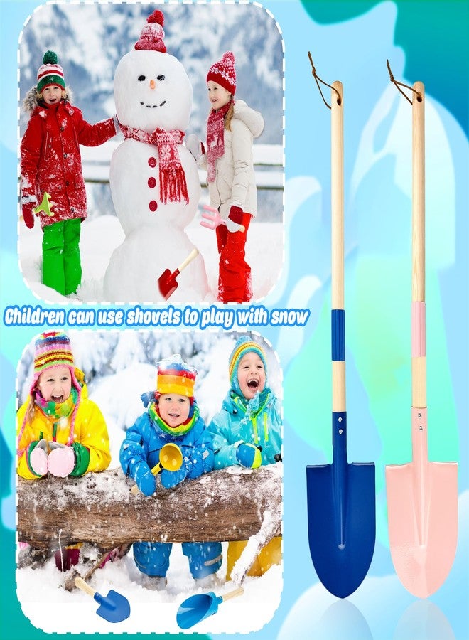 Feradny 8 Pieces Kids Beach Sand Tools Metal Beach Spoon, Trowel, Rake, Forks, Flat and Pointed Shovel Sand Digging Buckets with Sturdy Wooden Handle for Children Gardening Use - Image 3