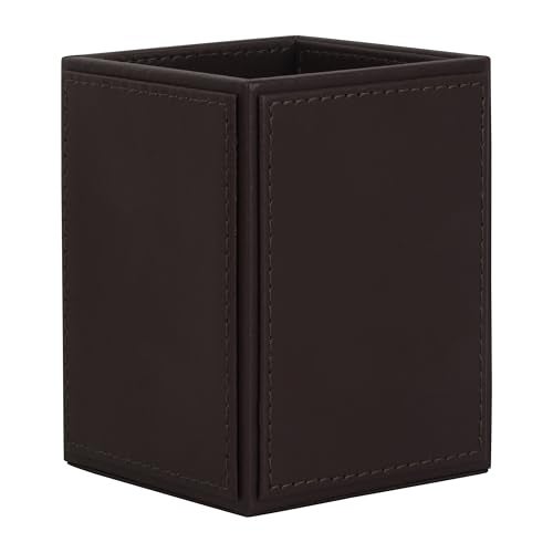 V-CUBE DESIGNS Premium Vegan Leather Pen Holder for Desk & Study Table Accessory | Marker/Pencil Stand for Student | Stationery Organizer for Office Table & Home | 6mm Thickness with MDF Core |Brown - Image 2