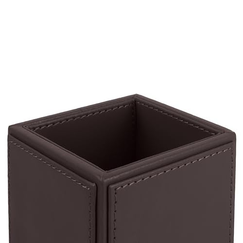 V-CUBE DESIGNS Premium Vegan Leather Pen Holder for Desk & Study Table Accessory | Marker/Pencil Stand for Student | Stationery Organizer for Office Table & Home | 6mm Thickness with MDF Core |Brown - Image 3