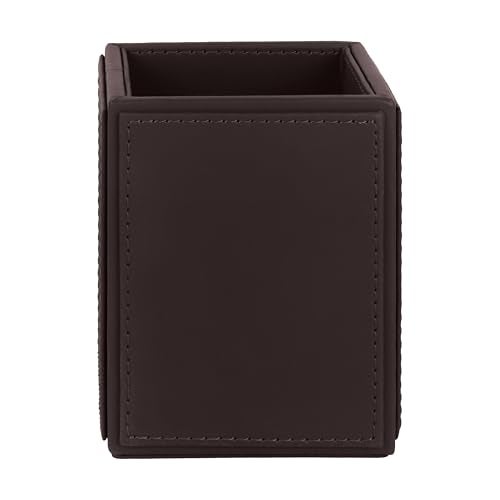 V-CUBE DESIGNS Premium Vegan Leather Pen Holder for Desk & Study Table Accessory | Marker/Pencil Stand for Student | Stationery Organizer for Office Table & Home | 6mm Thickness with MDF Core |Brown - Image 5