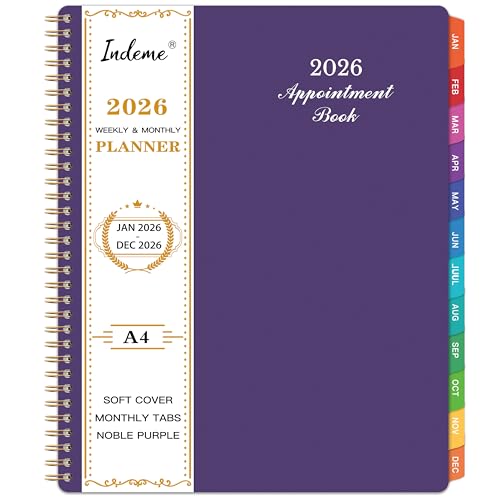 Indeme 2026 Weekly Appointment Book/Planner - Daily Hourly Planner 2026, JAN 2026 - DEC 2026, 9" x 11" Appointment Book, Monthly Tabs, Hourly Interval, Thick Paper - Image 1