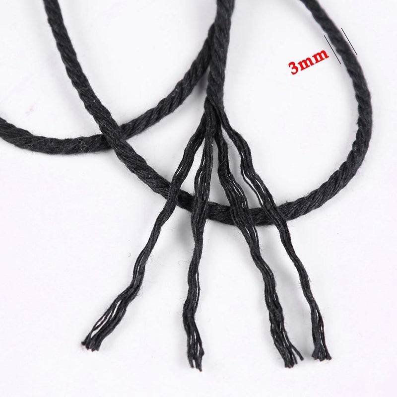 ZXCDINO Black Macrame Cord 3mm x 109Yards,Colored Cotton Rope Craft Cord Colorful Cotton Cord Twine for Wall Hanging Plant Hangers Crafts Knitting Decorative Projects - Image 3
