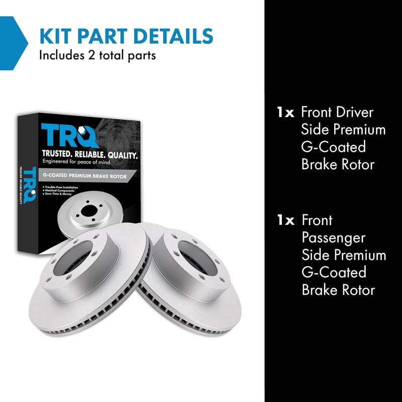 TRQ Front Brake Rotor Set G Coated Vented Compatible with 2001-2007 Toyota Sequoia 2000-2006 Tundra - Image 2
