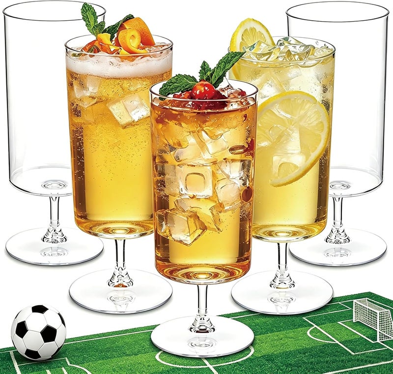 Ciaell مجموعة المكونة من 12 كأس نبيذ بلاستيكي شفاف - أكواب نبيذ بلاستيكية سعة 14 أونصة ذات ساق قصيرة - أكواب شرب مياه قابلة للاستخدام مرة واحدة للعصير والكوكتيل والنبيذ والحفلات - Image 1