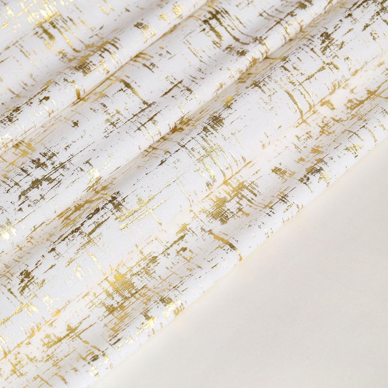 L.Z.E Cream Gold Velvet Curtains for Bedroom 84 Inches Long Light Filtering Privacy Curtains for Living Room Luxury & Soft Non-See-Through Drapes with Grommet Printed Gold Foil Pattern 2 Panels Set - Image 5