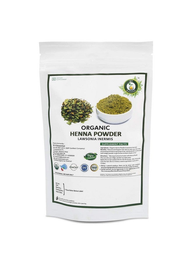 r v essential R V Essential Organic Henna Powder 200gm- Lawsonia Inermis Natural Henna Leaf Powder For Hair USDA Organic Certified Ayurvedic Herbal Supplement in Resealable and Reusable Zip Lock Pouch - Image 1