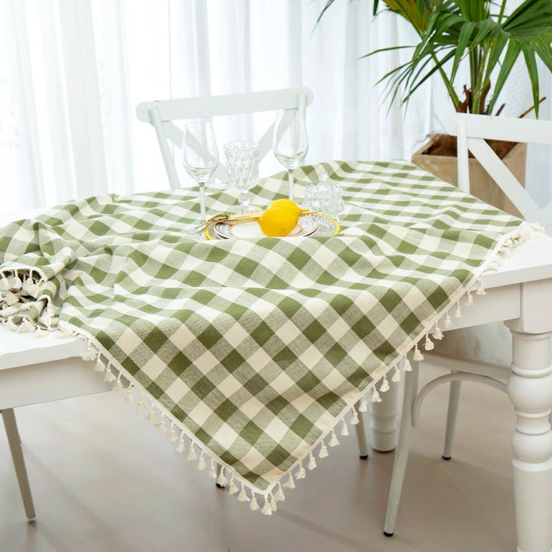 Midsummer Breeze Buffalo Plaid Rectangular Tablecloth-Cotton Gingham Table Cloth for Kitchen Restaurant Farmhouse Christmas D?cor (Rectangle/Oblong  55x120 Green) - Image 3