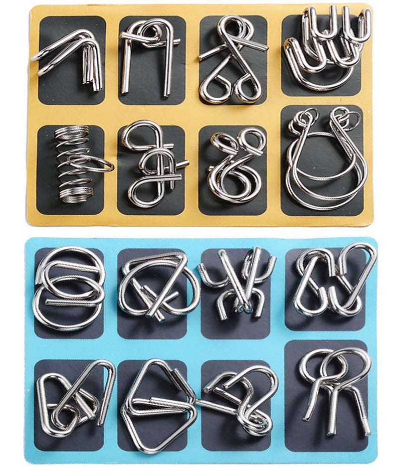 TANCH 16 PCS Type AB Different Brain Teaser Metal Wire Puzzles IQ Challenge Magic Trick Unlinking Linking Game Toys for Kids and Adults - Image 3