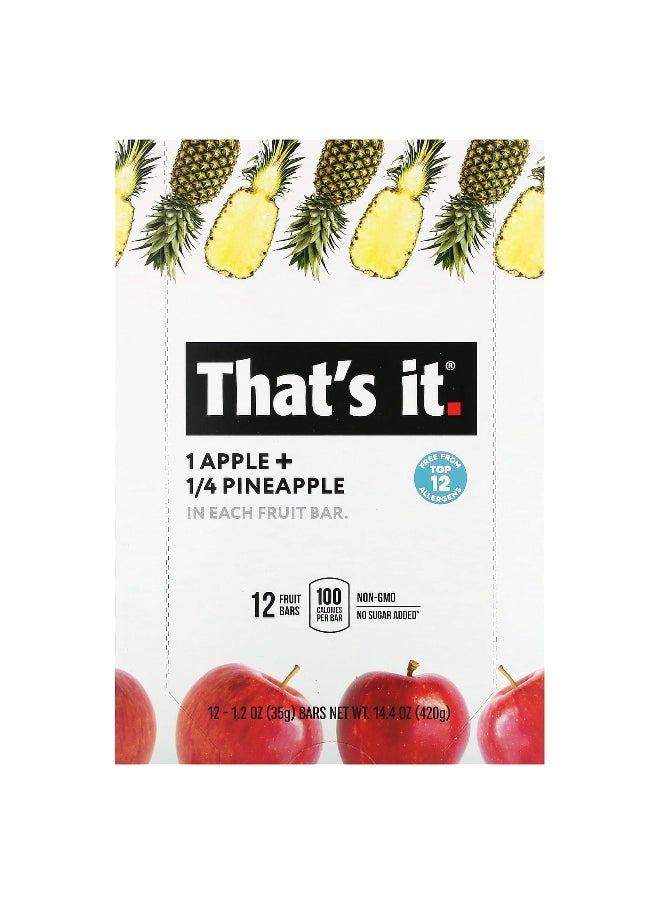 That's it. That's It, Fruit Bar, Apple + Pineapple, 12 Bars, 1.2 oz (35 g) Each  - Image 1