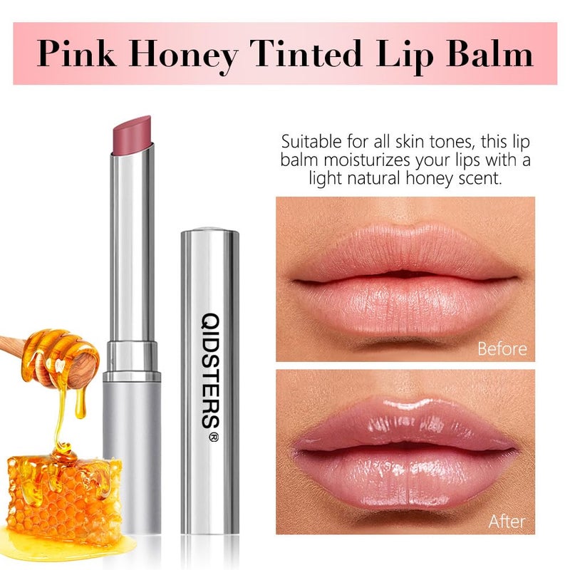 QIDSTERS Honey Lipstick Tinted Lip Balm, Sheer Hydrating Lip Stain for All Skin Tones, Natural Lightweight Lips Gloss Makeup for Women, Vegan & Cruelty-Free - Image 2