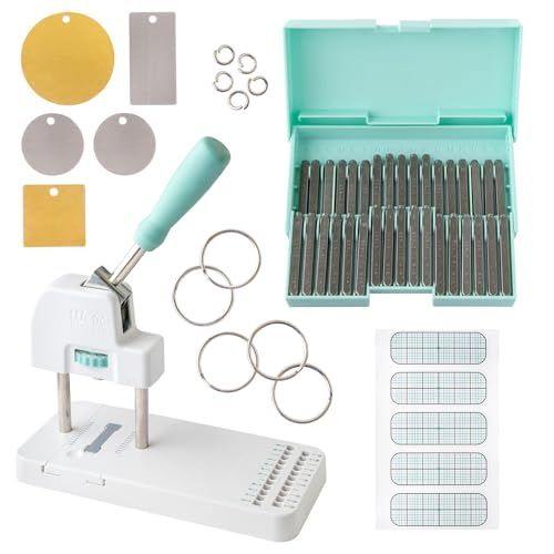 We R Memory Keepers We R Makers, Jewelry Press Kit Machine, Includes 1 Jewelry Press, 34 Piece Metal Stamping Kit, and Alignment Stickers, The Perfect Jewelry Kit for Adults to Make Rings, Necklaces and Magnets - Image 1