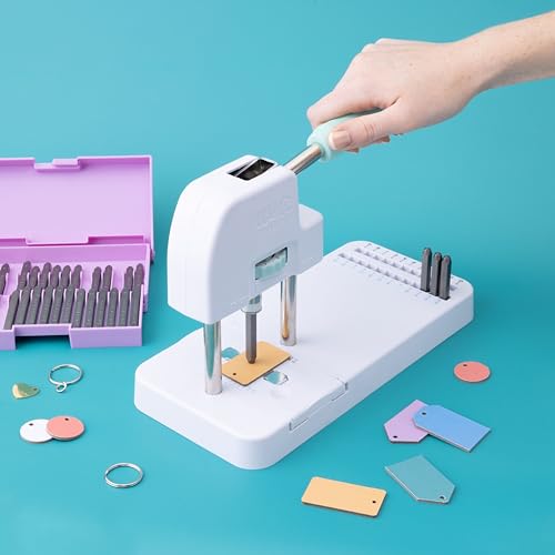 We R Memory Keepers We R Makers, Jewelry Press Kit Machine, Includes 1 Jewelry Press, 34 Piece Metal Stamping Kit, and Alignment Stickers, The Perfect Jewelry Kit for Adults to Make Rings, Necklaces and Magnets - Image 3