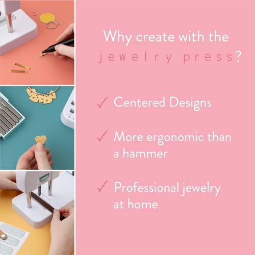 We R Memory Keepers We R Makers, Jewelry Press Kit Machine, Includes 1 Jewelry Press, 34 Piece Metal Stamping Kit, and Alignment Stickers, The Perfect Jewelry Kit for Adults to Make Rings, Necklaces and Magnets - Image 5