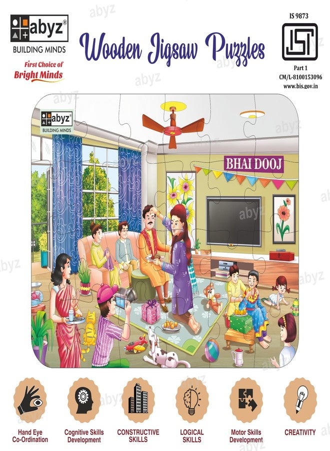 ABYZ Wooden Jigsaw Puzzle – Bhai Dooj Playset for Fun Educational & Little Explorers, 24-Pieces Pack of 2 Fun Games with Multicolor | Birthday Gift for (4-6 Years) Age Kids. - Image 3