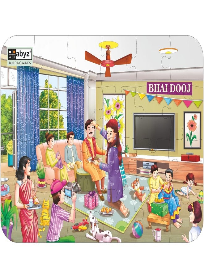 ABYZ Wooden Jigsaw Puzzle – Bhai Dooj Playset for Fun Educational & Little Explorers, 24-Pieces Pack of 2 Fun Games with Multicolor | Birthday Gift for (4-6 Years) Age Kids. - Image 1