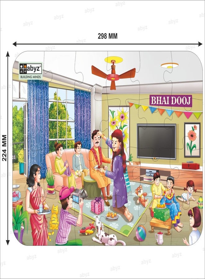 ABYZ Wooden Jigsaw Puzzle – Bhai Dooj Playset for Fun Educational & Little Explorers, 24-Pieces Pack of 2 Fun Games with Multicolor | Birthday Gift for (4-6 Years) Age Kids. - Image 2