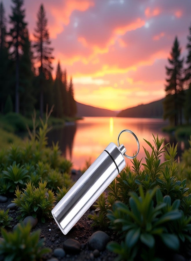 Qintreesify Silver Small Portable Pill Box Keychain, Aluminium Alloy Mini Pill Organizer Case Container for Purse,Waterproof Metal Pill Holder Medicine Bottle for Outdoor Camping Travel Pill Box - Image 5