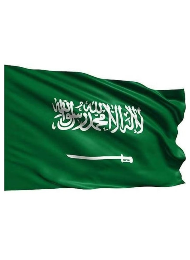Toy Box - Saudi Flag For Saudi National Day Flag Double Sided with Rod Pocket Fabric 90x60 cm - Image 1