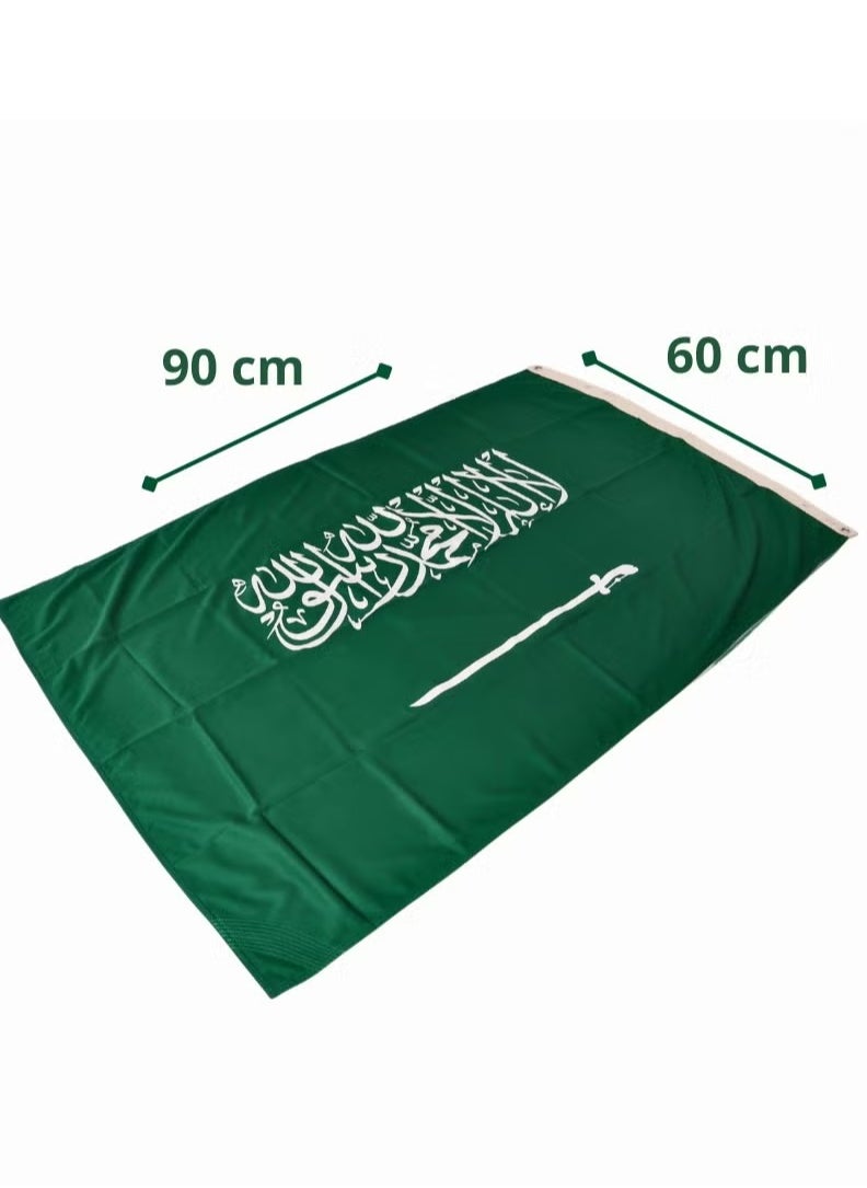 Toy Box - Saudi Flag For Saudi National Day Flag Double Sided with Rod Pocket Fabric 90x60 cm - Image 1