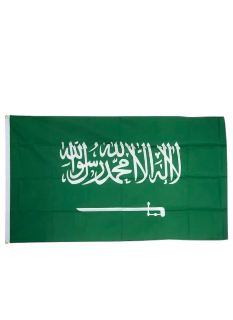 Toy Box - Saudi Flag For Saudi National Day Flag Double Sided with Rod Pocket Fabric 90x60 cm - Image 1