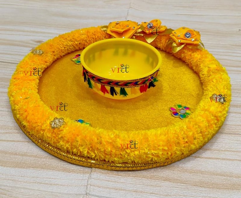 VRCT Decorative Haldi Platter/Thali for Wedding Ceremony for Bride and Groom for Haldi Decoration (Modern Haldi Thali) - Image 3