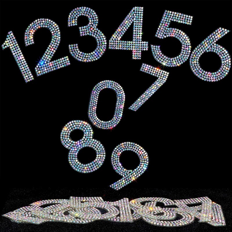 Locacrystal 40Pcs Bling Rhinestone Numbers SelfAdhesive Glitter Number Stickers for Crafts Cars Doors Mailbox 09 DIY Crystal Ironon Numbers Stickers for Clothing DecorationCrystal AB224