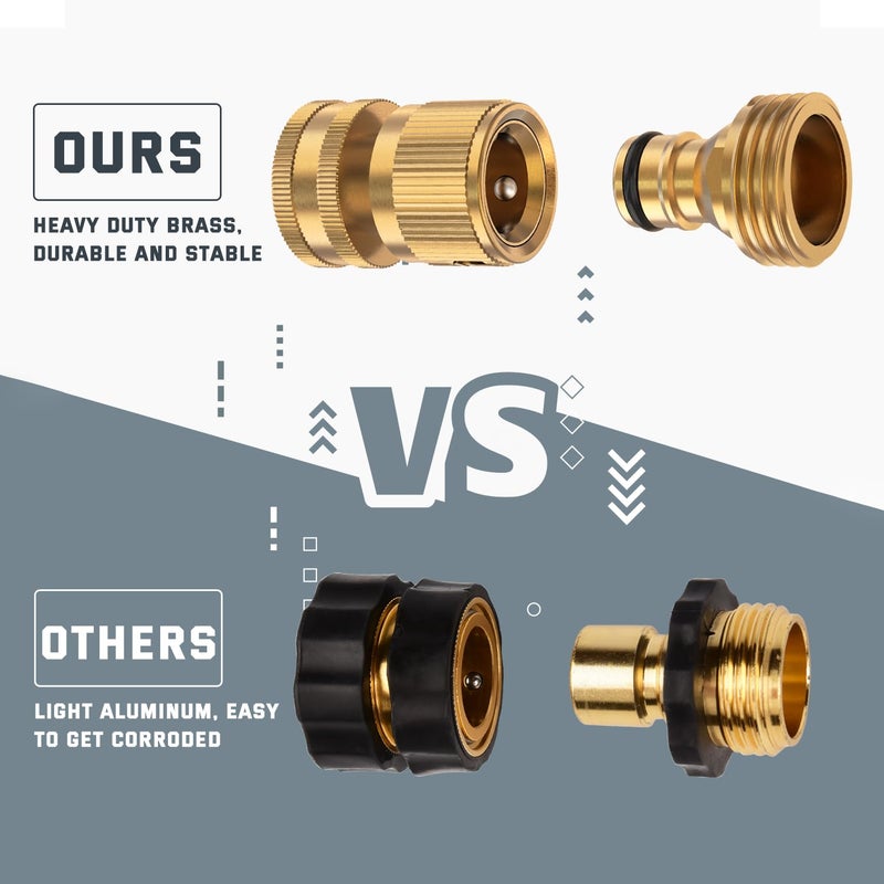 Kesfitt Garden Hose Quick Connect 3/4 Inch GHT Solid Brass Hose Connector Adapter Kit Fitting No-Leak Water Hose Female and Male Adapter (4 Sets) - Image 3