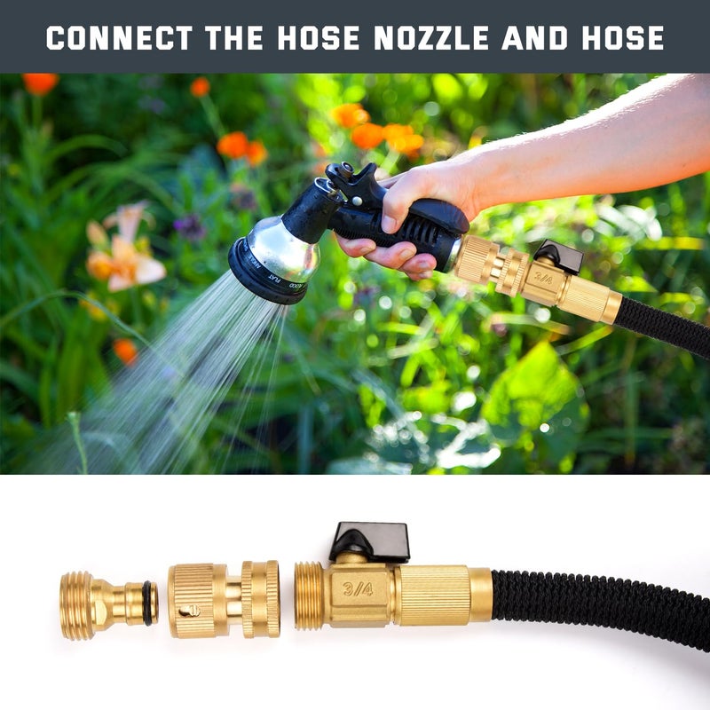 Kesfitt Garden Hose Quick Connect 3/4 Inch GHT Solid Brass Hose Connector Adapter Kit Fitting No-Leak Water Hose Female and Male Adapter (4 Sets) - Image 4