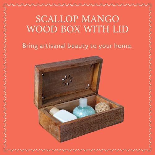 Mela Artisans 7.5” x 4.5” x 3” Mango Wood Box with Lid – Serena Light Burnt – Handcrafted Keepsake Box – Medium Storage for Jewelry & Home Décor Accents - Image 2