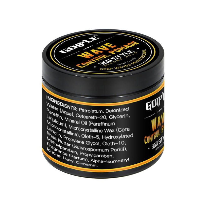 Goiple Natural Wave Pomade for Men Strong Hold, Easy Wash 360 Training Hair Cream, Grease Promotes Layered Waves, Moisture, Control and Silky Shine (with Travel Size) - Image 2