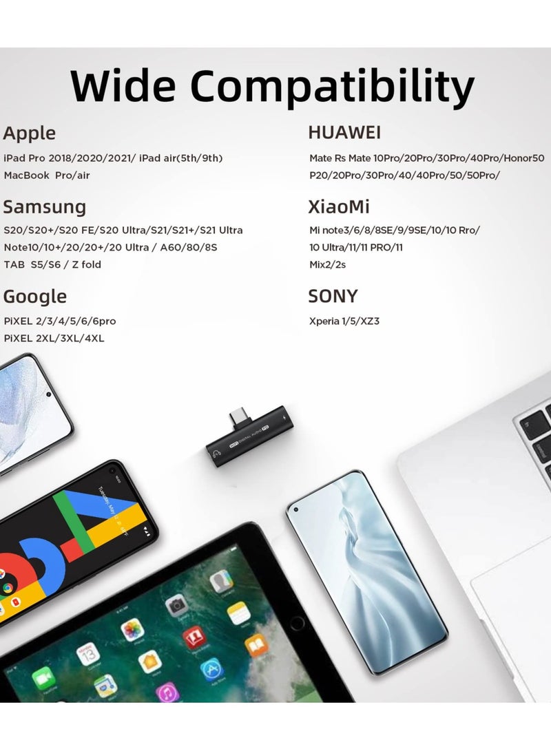 Usb C To 3.5mm Audio Headphone Adapter And Charger 2 In 1 Headphone Jack Hifi Dac With 27w Fast Charging Dongle Adapter