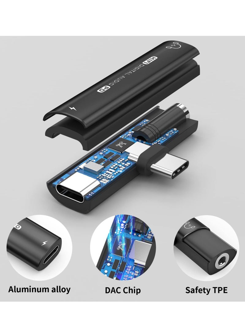 Usb C To 3.5mm Audio Headphone Adapter And Charger 2 In 1 Headphone Jack Hifi Dac With 27w Fast Charging Dongle Adapter