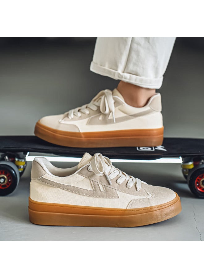 Pull Back Warrior Men's Casual Sneakers Spring Autumn Flat Comfortable Training Shoes Wxy-k811g Beige Gray Size 41 - Image 2