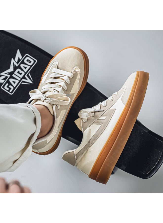 Pull Back Warrior Men's Casual Sneakers Spring Autumn Flat Comfortable Training Shoes Wxy-k811g Beige Gray Size 41 - Image 3