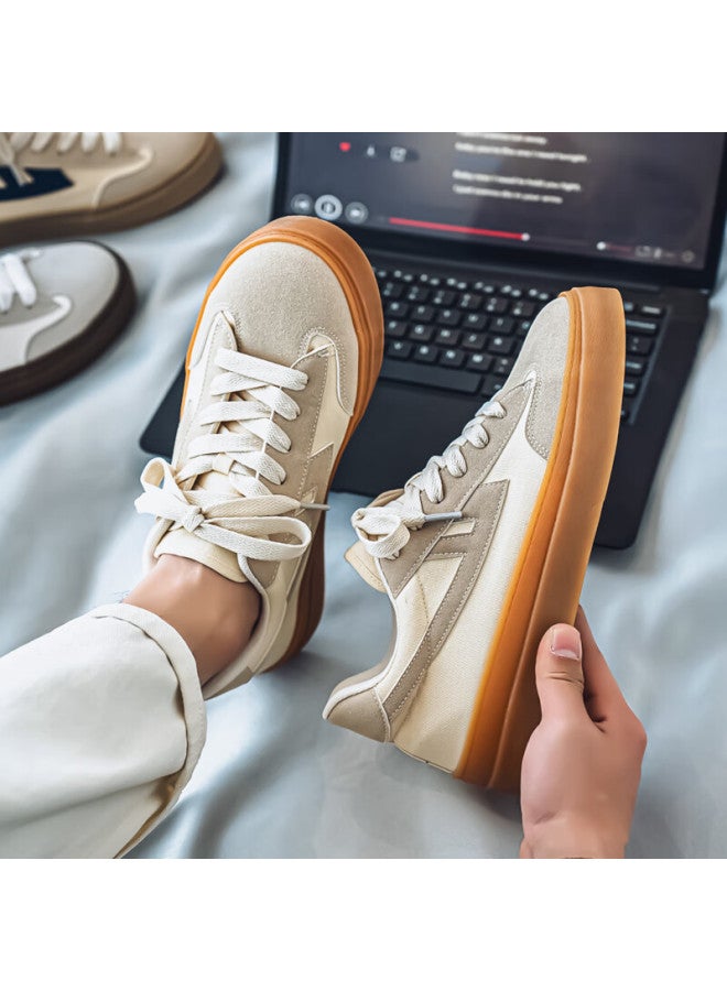 Pull Back Warrior Men's Casual Sneakers Spring Autumn Flat Comfortable Training Shoes Wxy-k811g Beige Gray Size 41 - Image 4