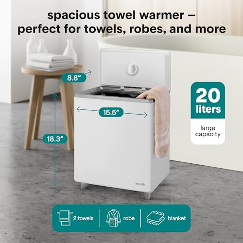 SereneLife WIFI Luxury Rectangle Towel Warmer - Spa & Bathroom Blanket Heater with Custom Fragrance, Auto Shut-Off, Fits 2 large Towels, Blankets, Bathrobes, PJ's - Perfect Gift for Him & Her (Silver) - Image 4