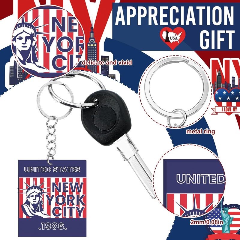 Trnayi 50 Pcs New York Souvenirs Acrylic Keychain Gifts Bulk United State Keychain Star Statue of Liberty Travel Souvenirs - Image 3