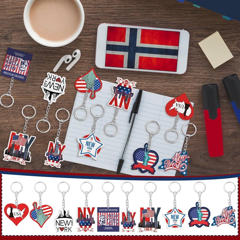 Trnayi 50 Pcs New York Souvenirs Acrylic Keychain Gifts Bulk United State Keychain Star Statue of Liberty Travel Souvenirs - Image 5