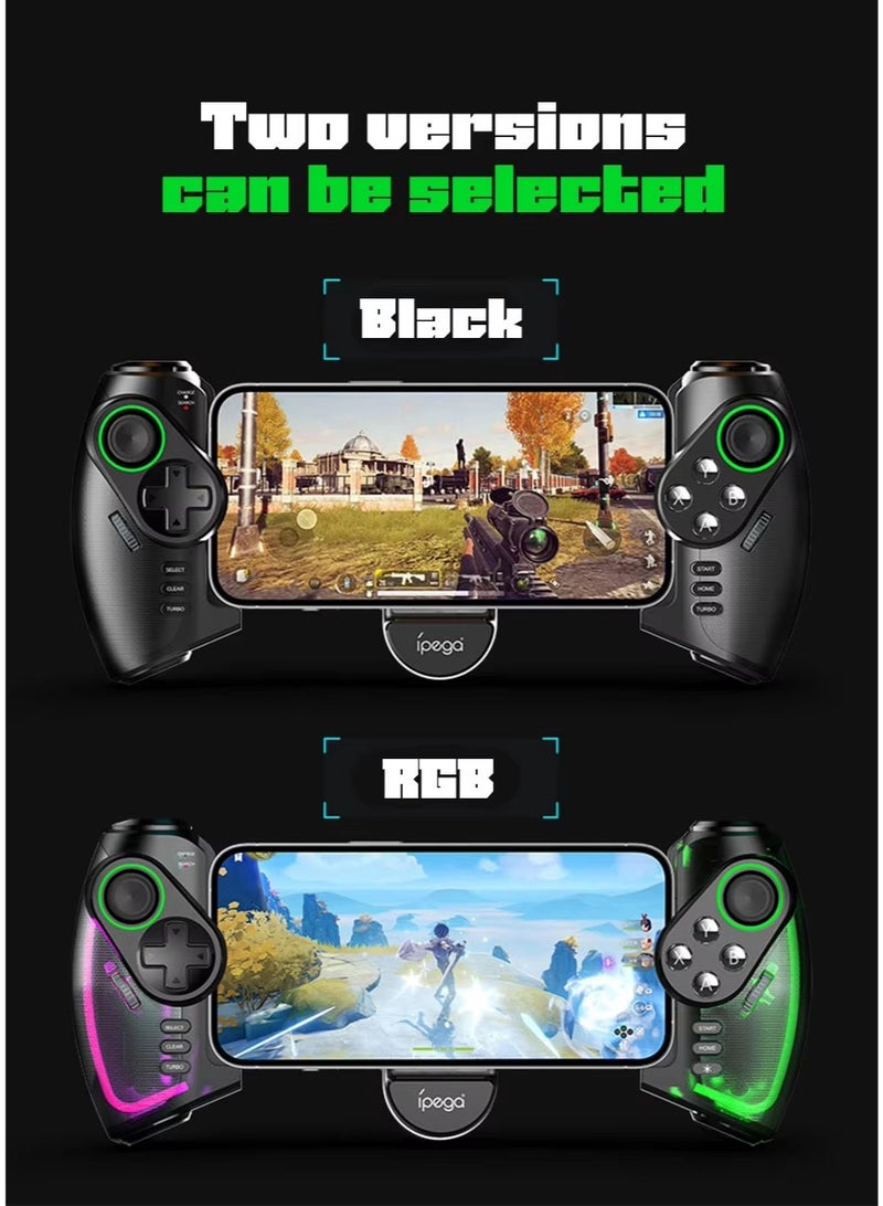 RGB Bluetooth Gamepad for Nintendo Switch, iPhone 15/14/13/12, Android, iOS, iPad, PC & PS3 – Wireless Stretchable Mechanical Controller with Linear Motor Vibration, Turbo, Auto-Fire, Wake Function, 6-Axis Gyroscope & 600mAh Battery