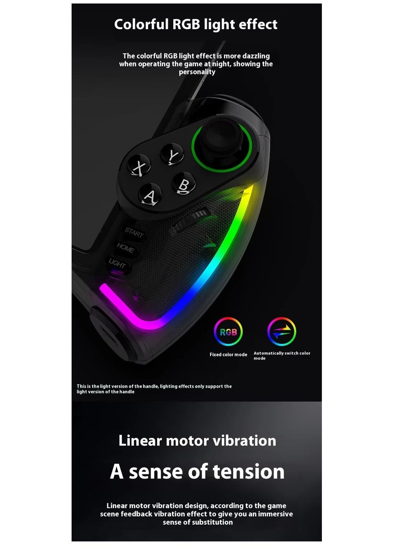 RGB Bluetooth Gamepad for Nintendo Switch, iPhone 15/14/13/12, Android, iOS, iPad, PC & PS3 – Wireless Stretchable Mechanical Controller with Linear Motor Vibration, Turbo, Auto-Fire, Wake Function, 6-Axis Gyroscope & 600mAh Battery