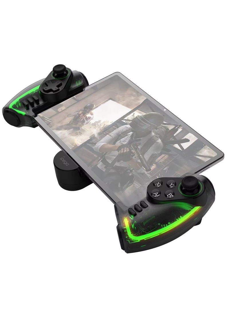 RGB Bluetooth Gamepad for Nintendo Switch, iPhone 15/14/13/12, Android, iOS, iPad, PC & PS3 – Wireless Stretchable Mechanical Controller with Linear Motor Vibration, Turbo, Auto-Fire, Wake Function, 6-Axis Gyroscope & 600mAh Battery