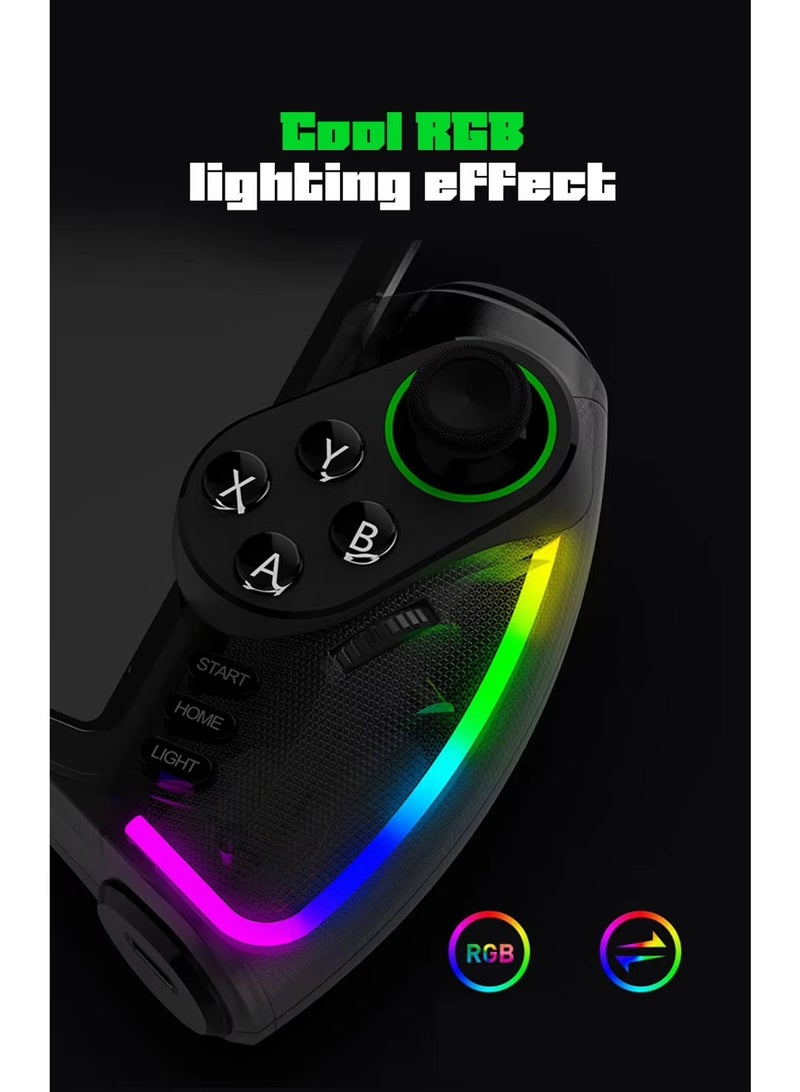 RGB Bluetooth Gamepad for Nintendo Switch, iPhone 15/14/13/12, Android, iOS, iPad, PC & PS3 – Wireless Stretchable Mechanical Controller with Linear Motor Vibration, Turbo, Auto-Fire, Wake Function, 6-Axis Gyroscope & 600mAh Battery