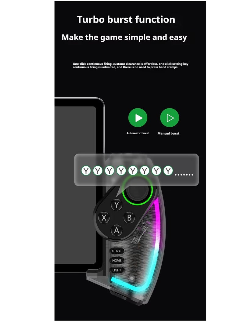 RGB Bluetooth Gamepad for Nintendo Switch, iPhone 15/14/13/12, Android, iOS, iPad, PC & PS3 – Wireless Stretchable Mechanical Controller with Linear Motor Vibration, Turbo, Auto-Fire, Wake Function, 6-Axis Gyroscope & 600mAh Battery