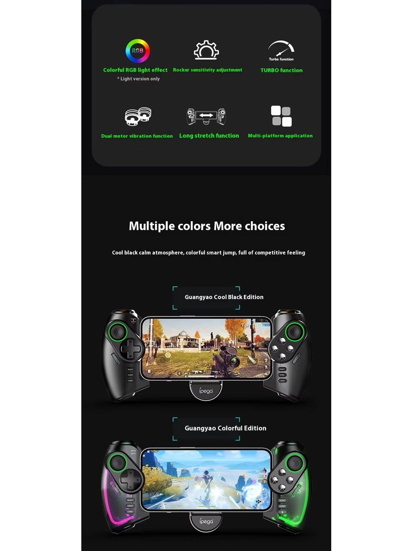 Ipega RGB Bluetooth Gamepad for Nintendo Switch, iPhone 15/14/13/12, Android, iOS, iPad, PC & PS3 – Wireless Stretchable Mechanical Controller with Linear Motor Vibration, Turbo, Auto-Fire, Wake Function, 6-Axis Gyroscope & 600mAh Battery  - Image 4